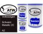 Preview: Volkswagen, Schwarz Metallic 2C, A2: 500ml Lackdose + 500ml Klarlack + 250ml Härter - Set, von ATW Autoteile West.